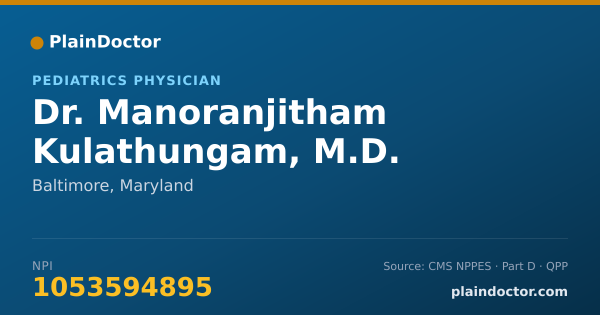 Shareable card for Manoranjitham Kulathungam, M.D. - Pediatrics Physician, Baltimore, MD