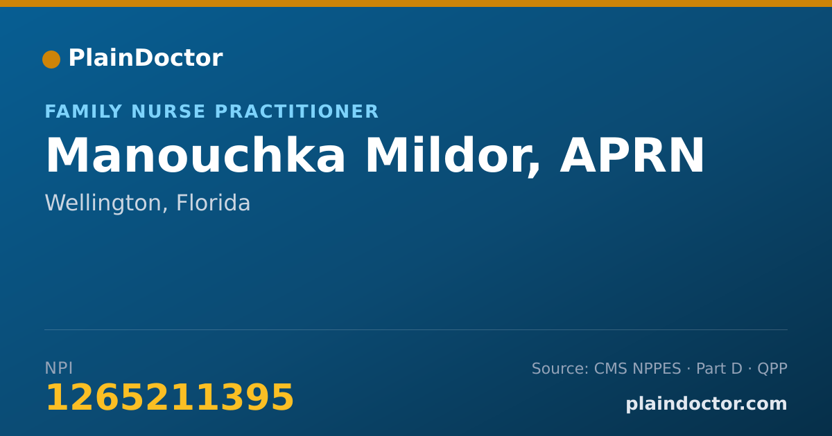 Shareable card for Manouchka Mildor, APRN - Nurse Practitioner, Wellington, FL