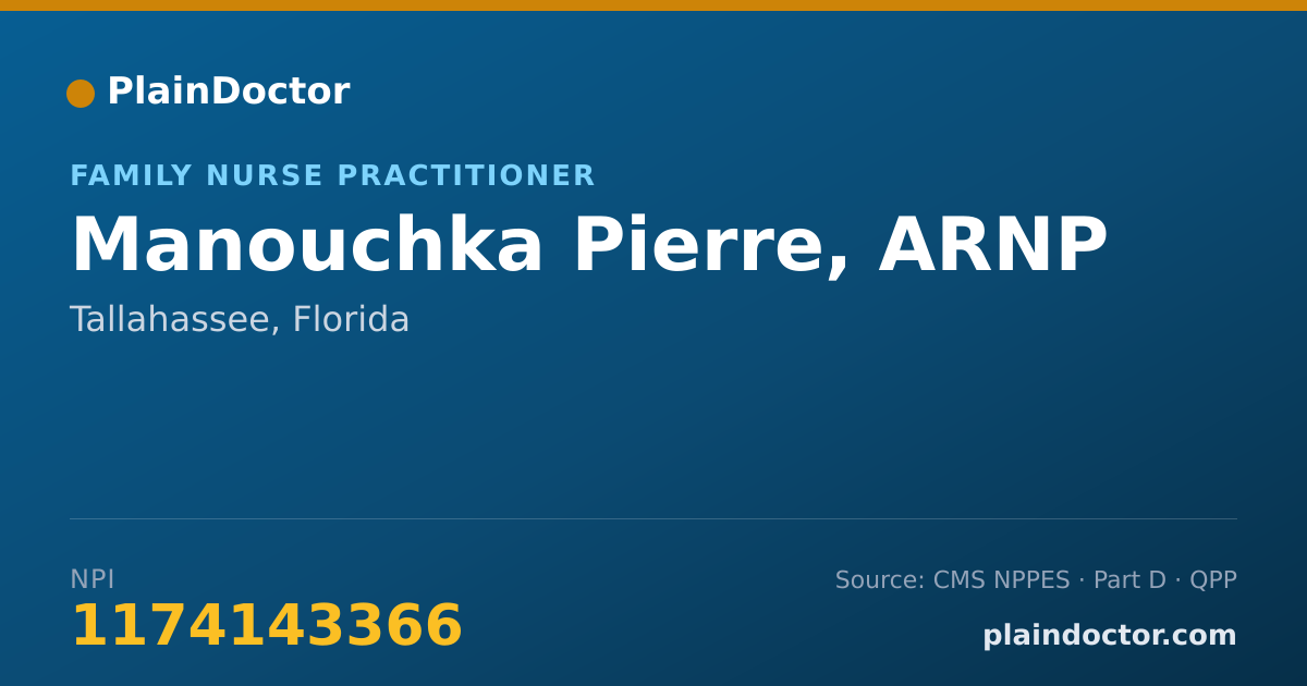 Shareable card for Manouchka Pierre, ARNP - Nurse Practitioner, Tallahassee, FL