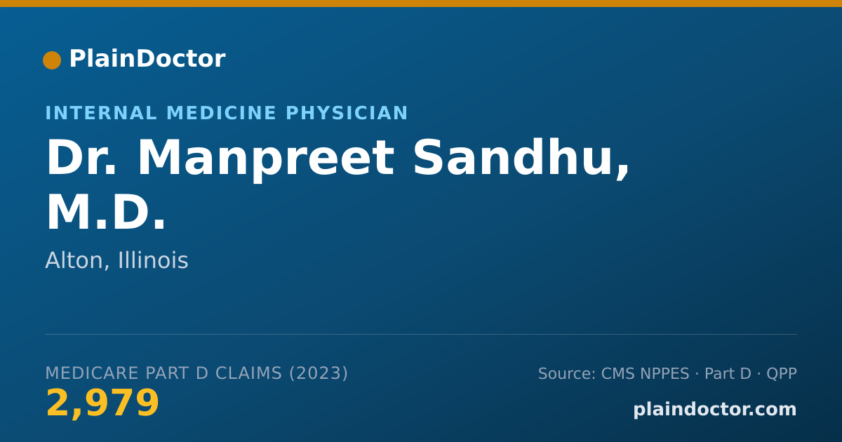 Shareable card for Manpreet Sandhu, M.D. - Internal Medicine Physician, Alton, IL