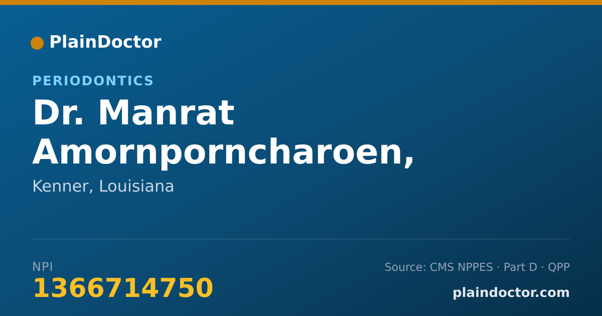 Shareable card for Manrat Amornporncharoen, D.D.S. - Periodontics, Kenner, LA