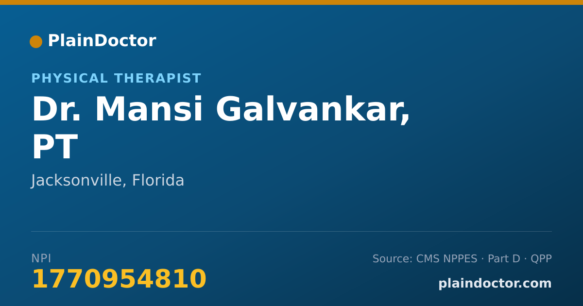 Shareable card for Mansi Galvankar, PT - Physical Therapist, Jacksonville, FL
