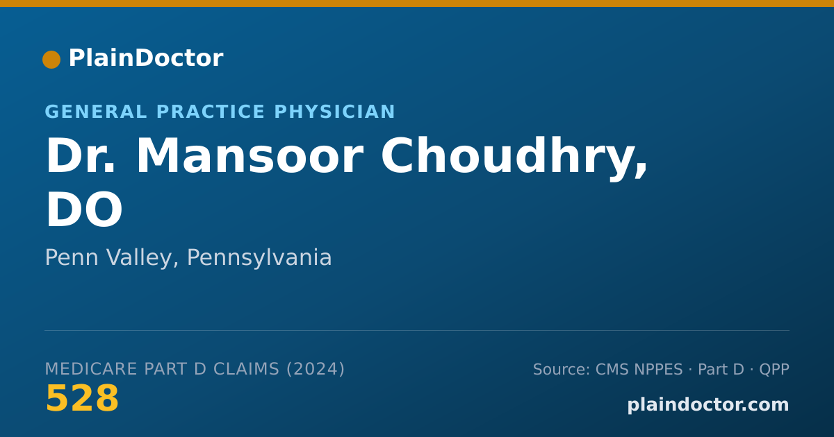 Shareable card for Mansoor Choudhry, DO - General Practice Physician, Penn Valley, PA