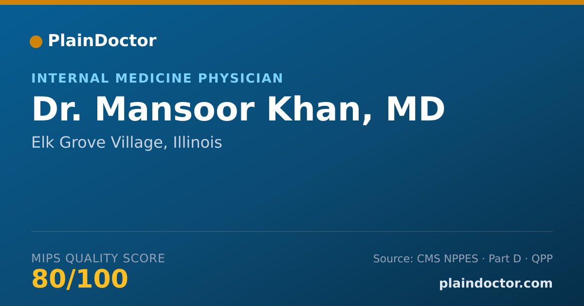 Shareable card for Mansoor Khan, MD - Internal Medicine Physician, Elk Grove Village, IL