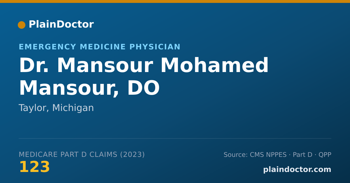 Shareable card for Mansour Mohamed Mansour, DO - Emergency Medicine Physician, Taylor, MI