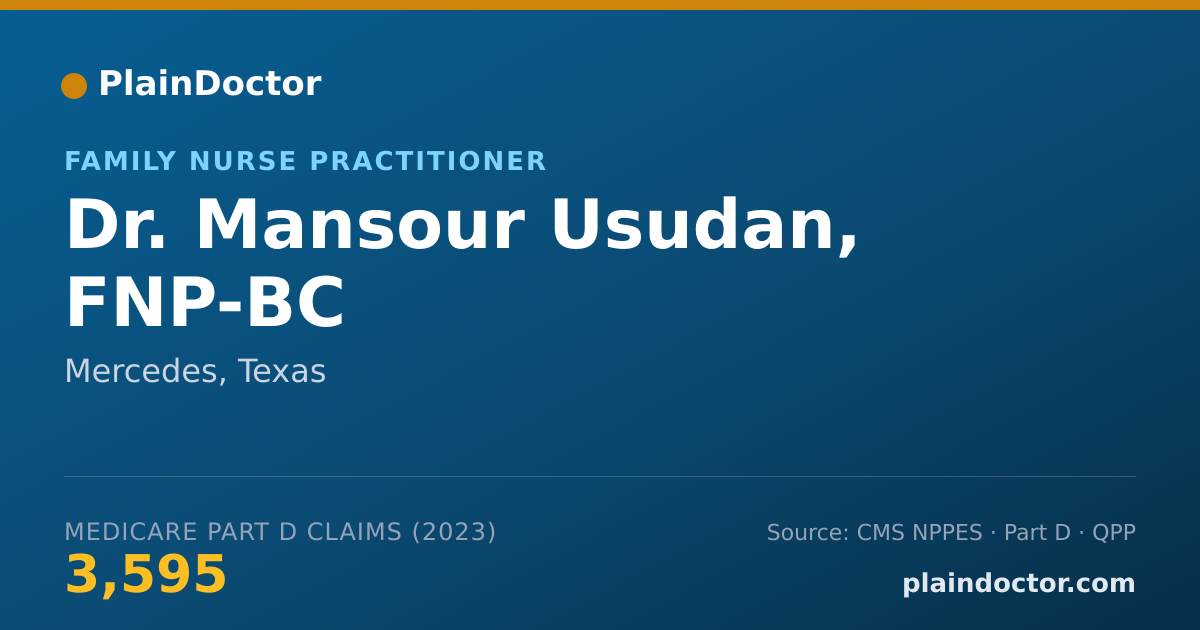 Shareable card for Mansour Usudan, FNP-BC - Family Nurse Practitioner, Mercedes, TX