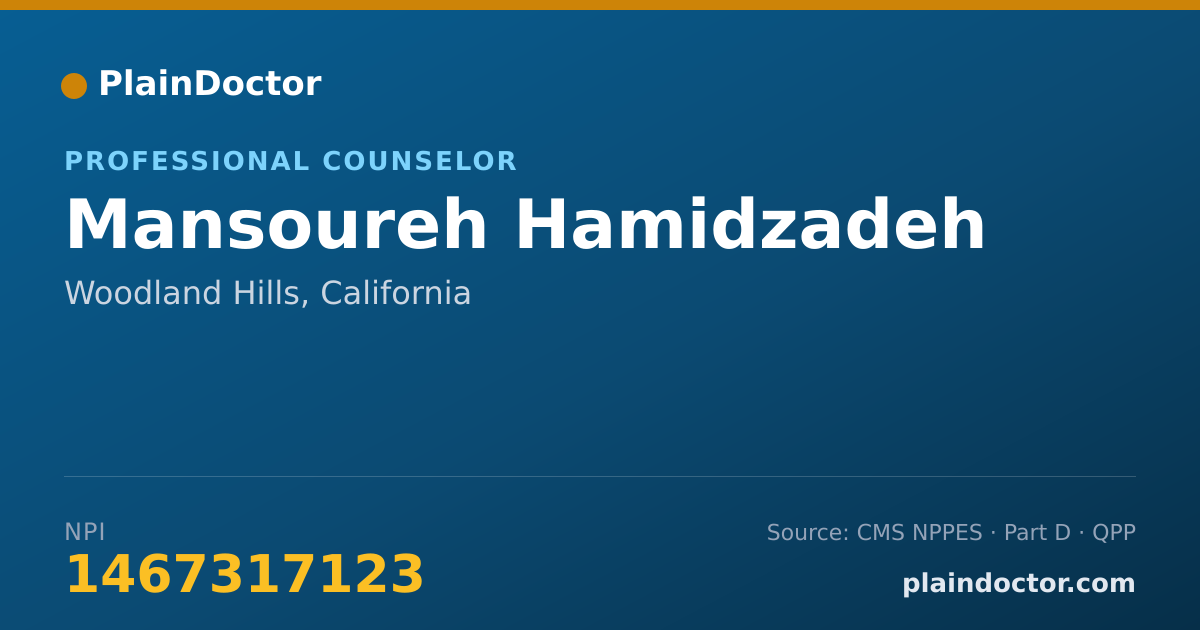 Shareable card for Mansoureh Hamidzadeh - Professional Counselor, Woodland Hills, CA