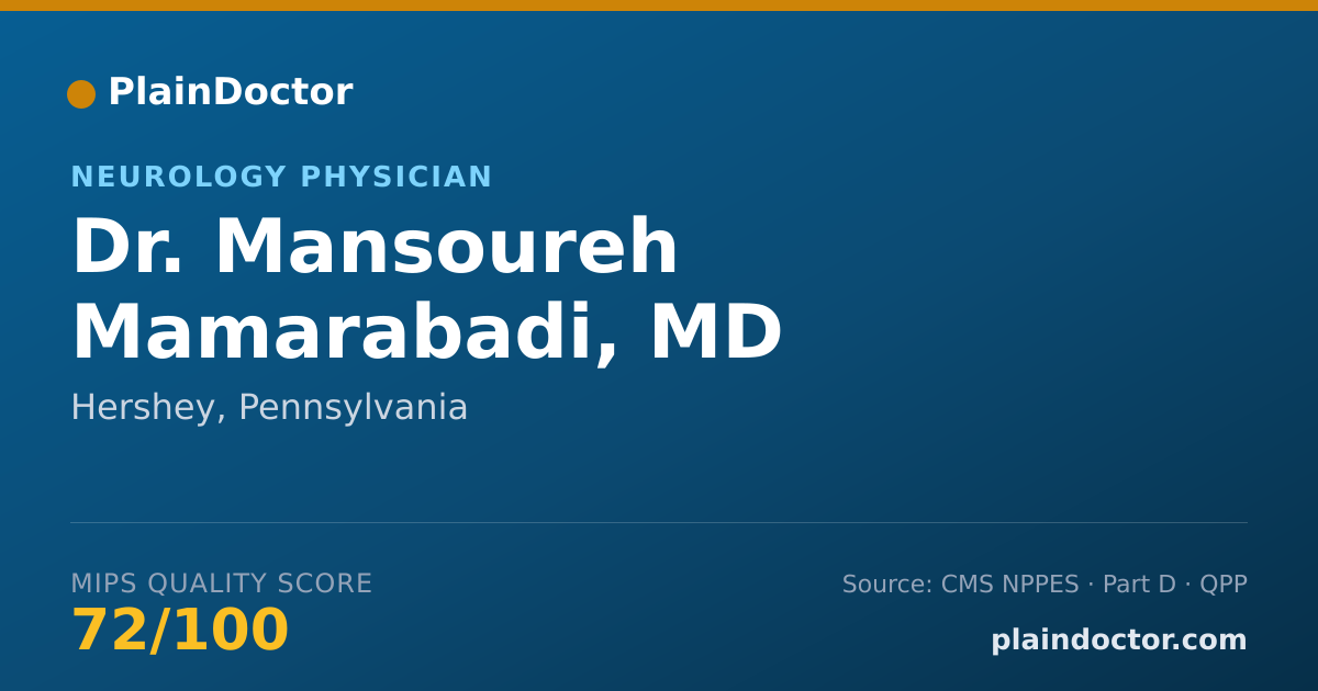 Shareable card for Mansoureh Mamarabadi, MD - Neurology Physician, Hershey, PA