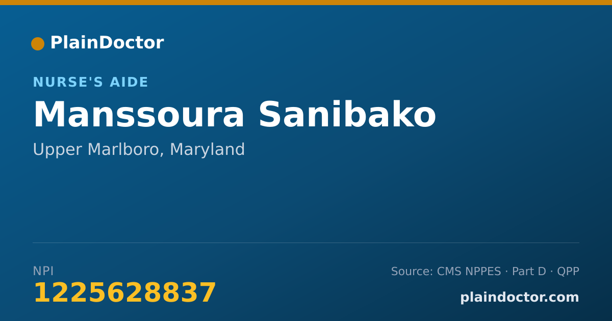 Shareable card for Manssoura Sanibako - Nurse's Aide, Upper Marlboro, MD