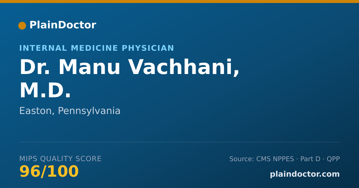 Shareable card for Manu Vachhani, M.D. - Adult Medicine Physician, Easton, PA