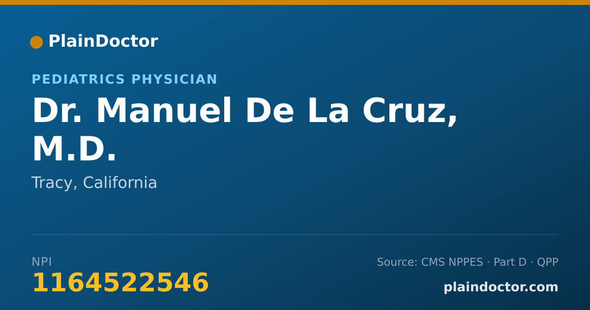 Shareable card for Manuel De La Cruz, M.D. - Pediatrics Physician, Tracy, CA