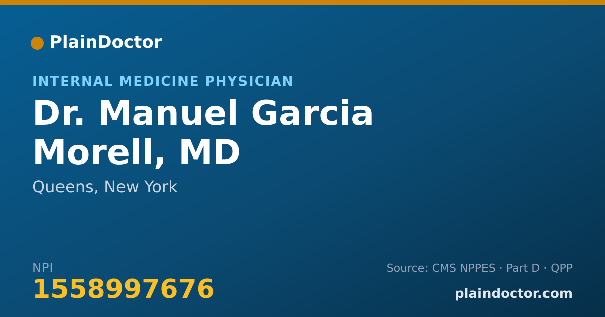 Shareable card for Manuel Garcia Morell, MD - Internal Medicine Physician, Queens, NY