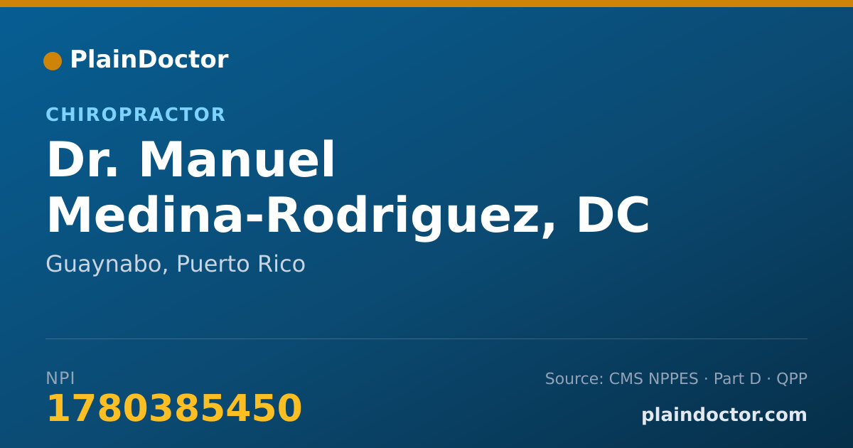 Shareable card for Manuel Medina-Rodriguez, DC - Chiropractor, Guaynabo, PR