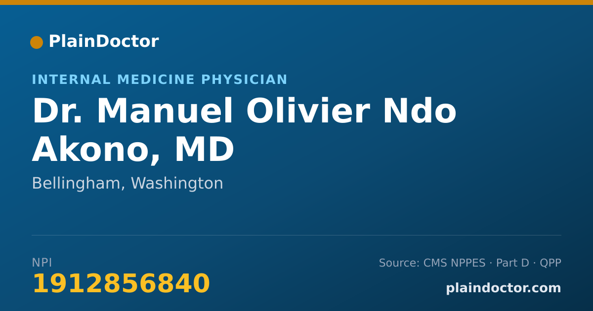 Shareable card for Manuel Olivier Ndo Akono, MD - Internal Medicine Physician, Bellingham, WA
