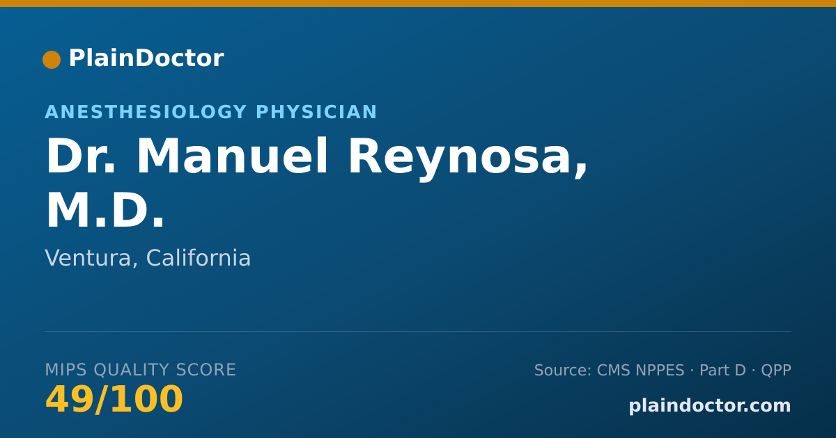 Shareable card for Manuel Reynosa, M.D. - Anesthesiology Physician, Ventura, CA