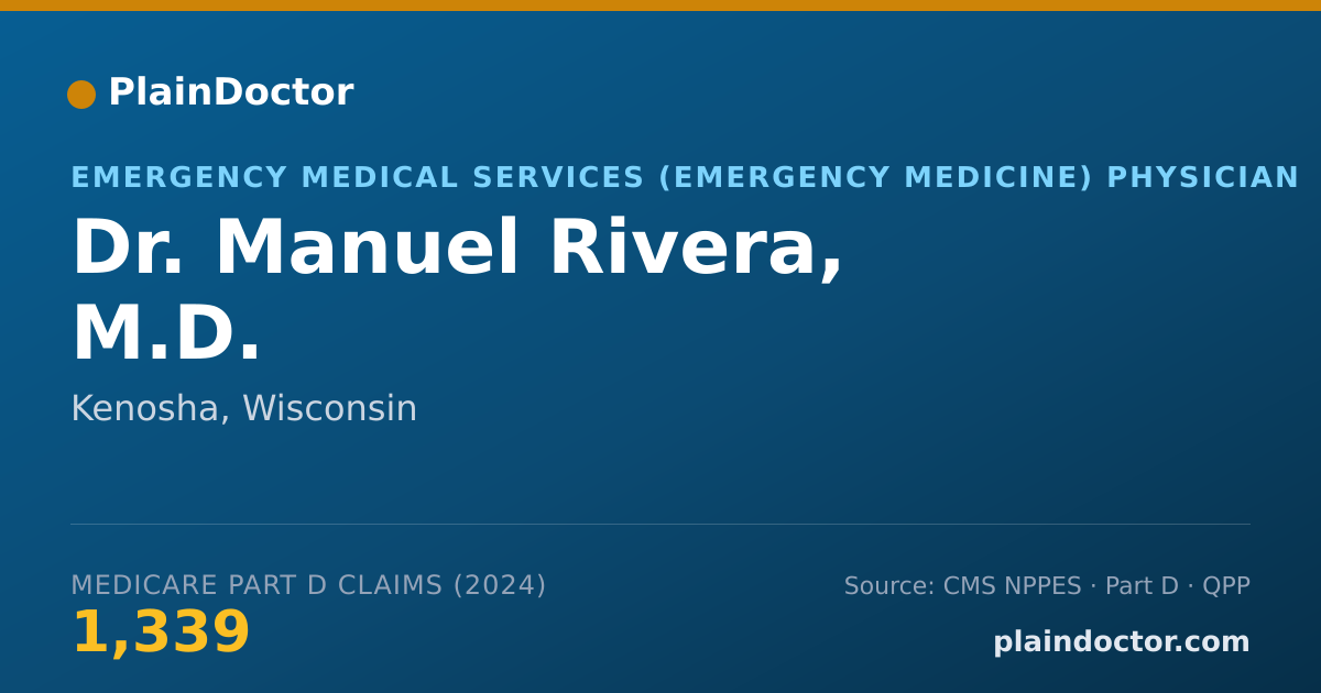 Shareable card for Manuel Rivera, M.D. - Emergency Medical Services (Emergency Medicine) Physician, Kenosha, WI