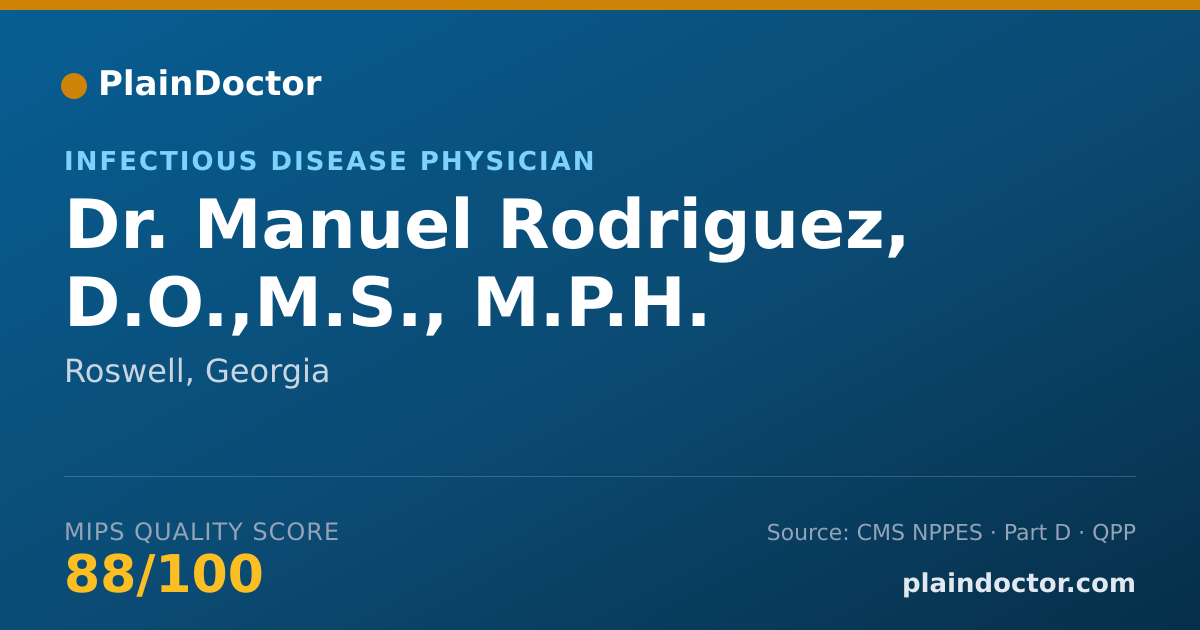 Shareable card for Manuel Rodriguez, D.O.,M.S., M.P.H. - Infectious Disease Physician, Roswell, GA