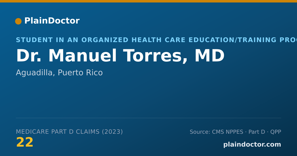 Shareable card for Manuel Torres, MD - Student in an Organized Health Care Education/Training Program, Aguadilla, PR