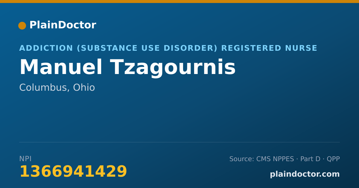 Shareable card for Manuel Tzagournis - Addiction (Substance Use Disorder) Registered Nurse, Columbus, OH