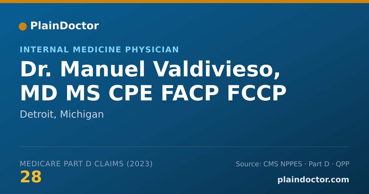 Shareable card for Manuel Valdivieso, MD MS CPE FACP FCCP - Internal Medicine Physician, Detroit, MI