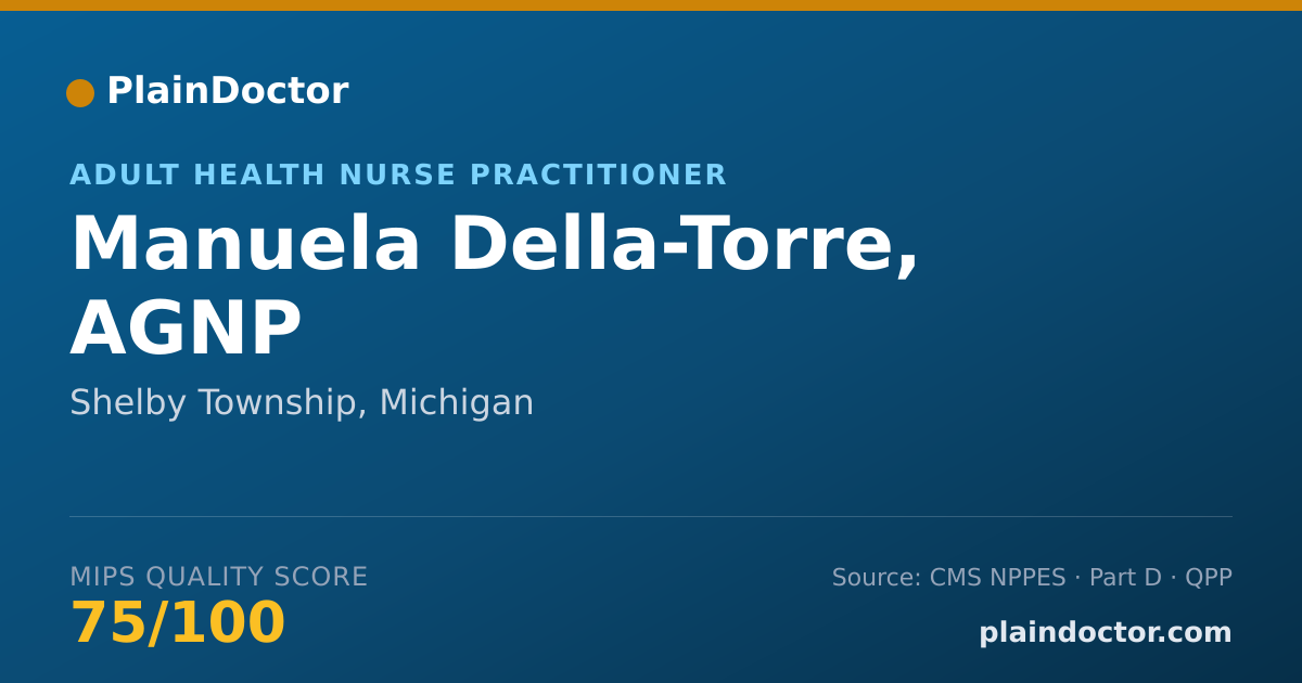 Shareable card for Manuela Della-Torre, AGNP - Adult Health Nurse Practitioner, Shelby Township, MI