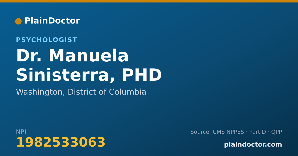 Shareable card for Manuela Sinisterra, PHD - Psychologist, Washington, DC