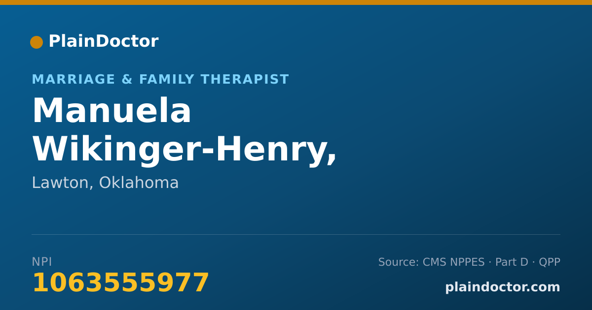 Shareable card for Manuela Wikinger-Henry, MS,MHP,LMFT UNDER SU - Marriage & Family Therapist, Lawton, OK