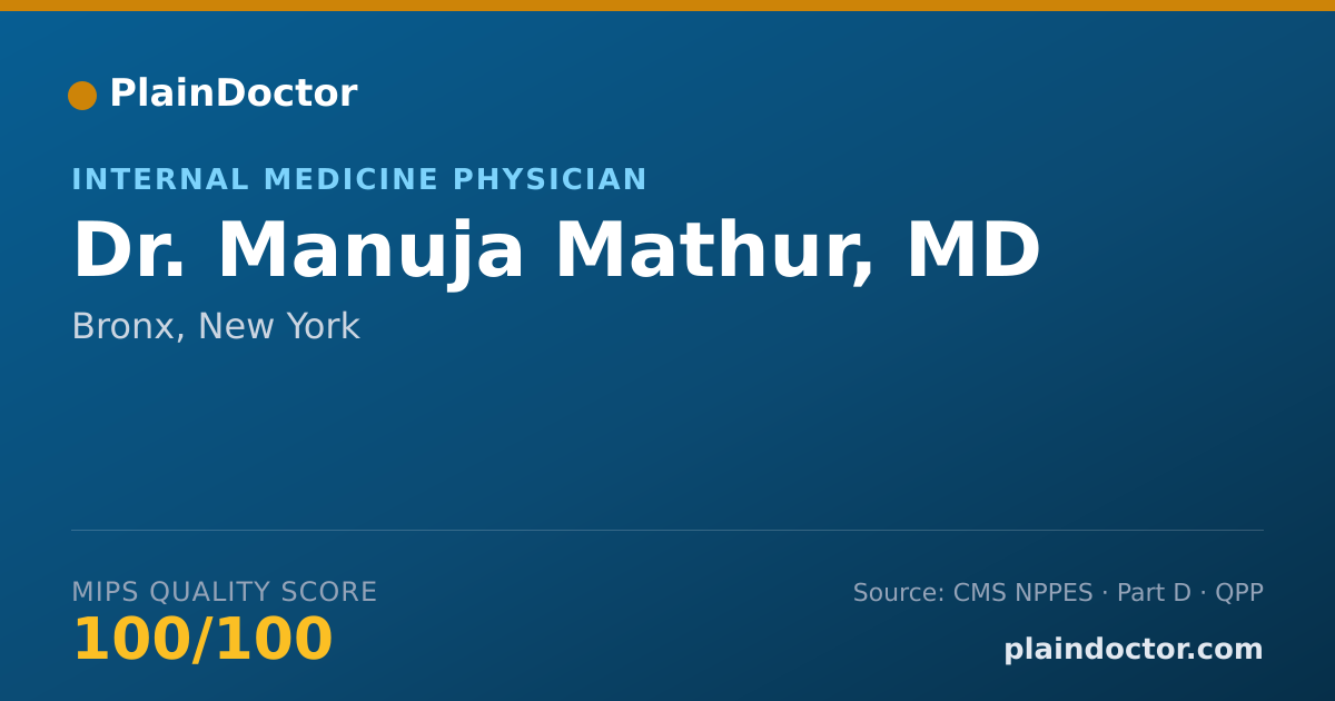 Shareable card for Manuja Mathur, MD - Internal Medicine Physician, Bronx, NY