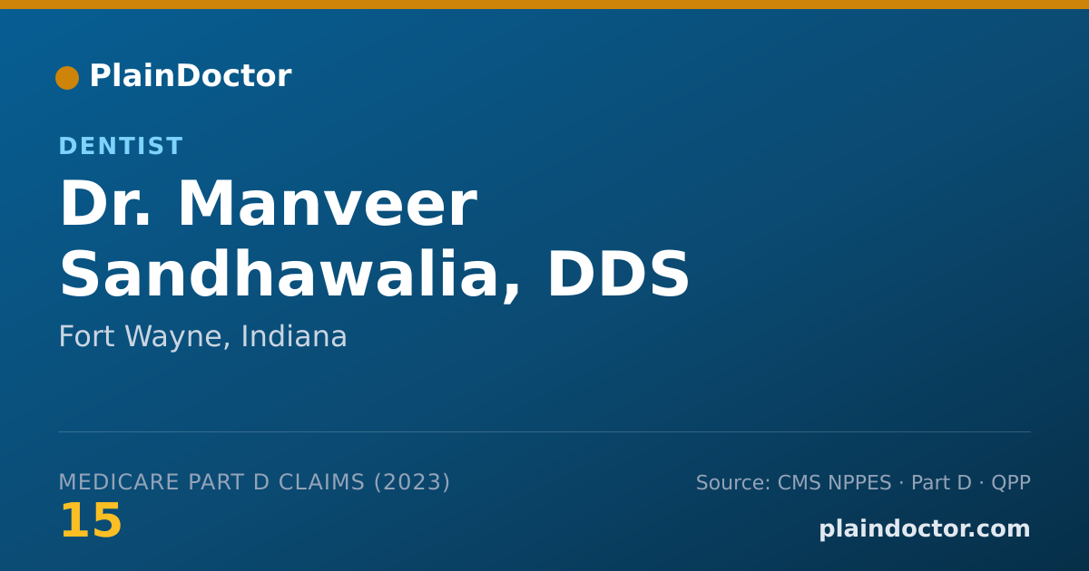 Shareable card for Manveer Sandhawalia, DDS - Dentist, Fort Wayne, IN