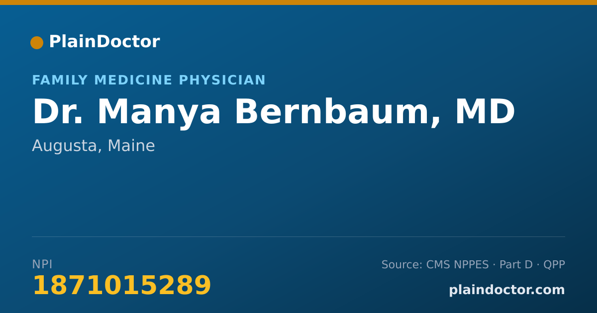 Shareable card for Manya Bernbaum, MD - Family Medicine Physician, Augusta, ME