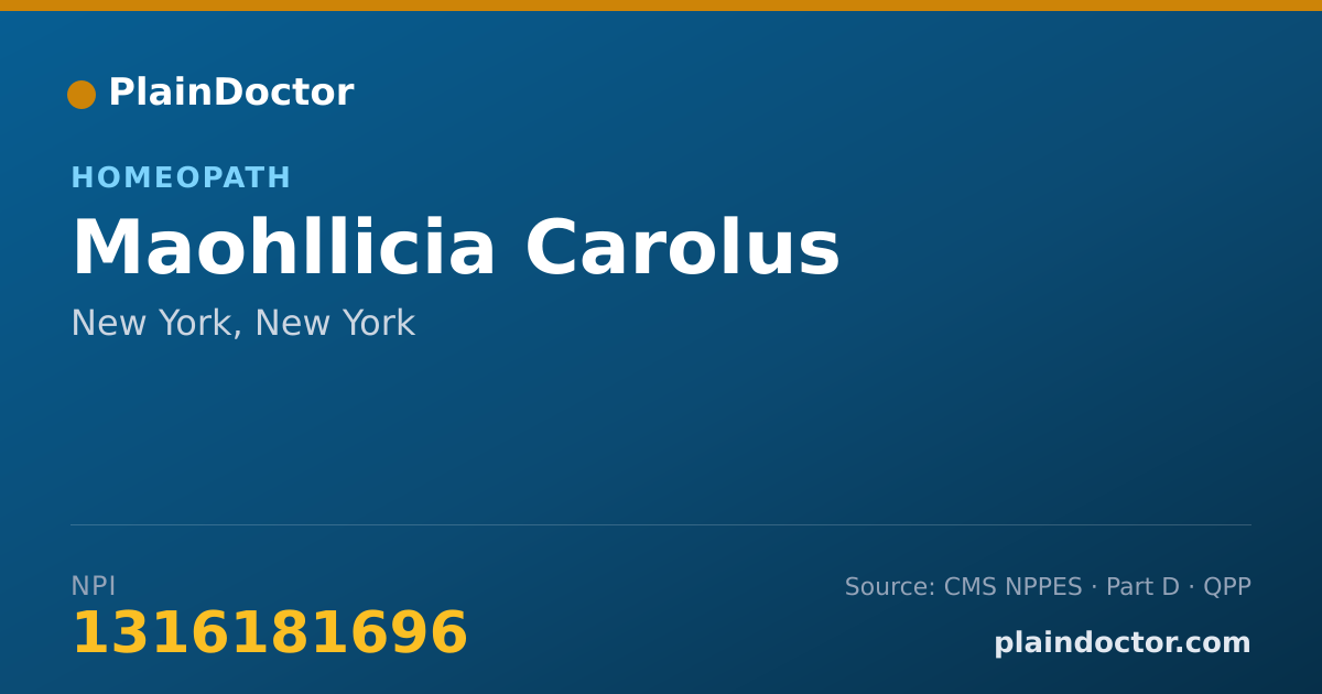 Shareable card for Maohllicia Carolus - Homeopath, New York, NY