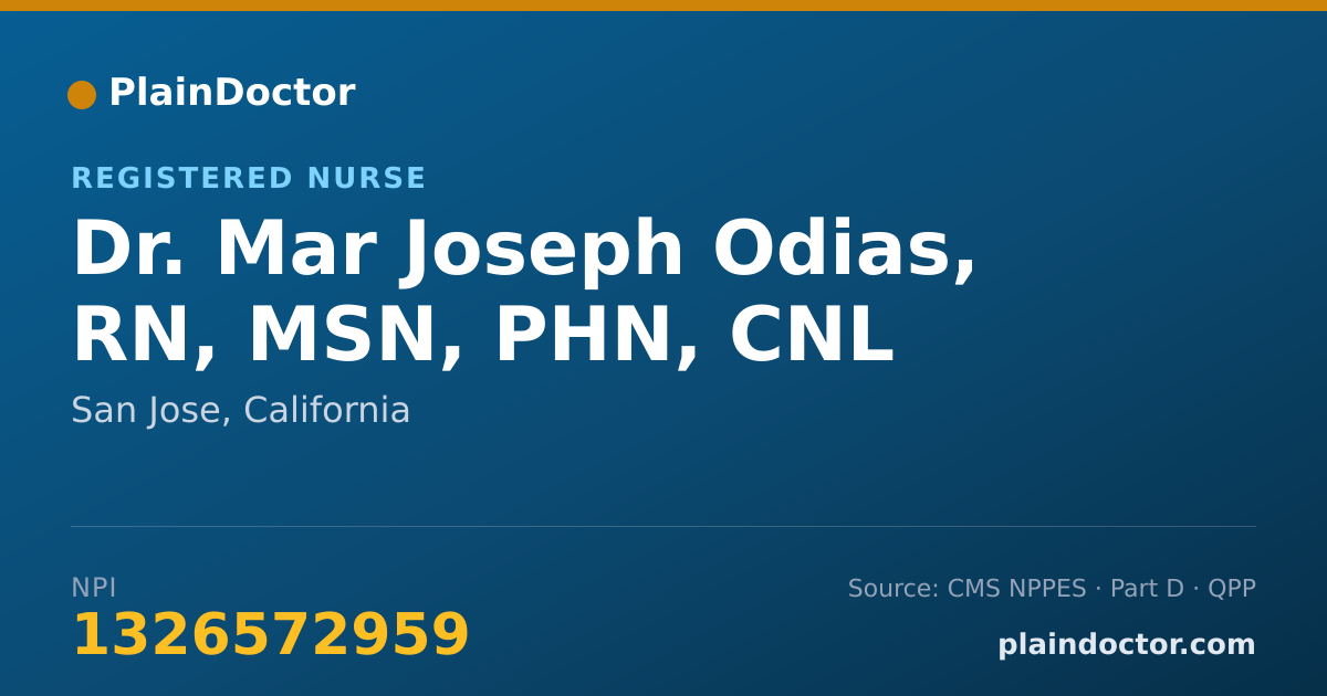 Shareable card for Mar Joseph Odias, RN, MSN, PHN, CNL - Registered Nurse, San Jose, CA