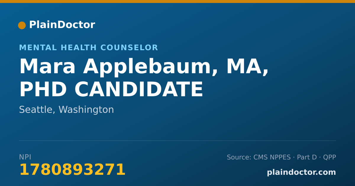 Shareable card for Mara Applebaum, MA, PHD CANDIDATE - Mental Health Counselor, Seattle, WA