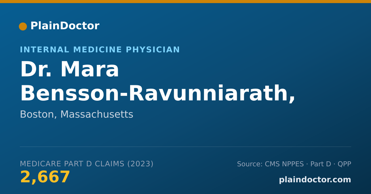 Shareable card for Mara Bensson-Ravunniarath, MD - Internal Medicine Physician, Boston, MA