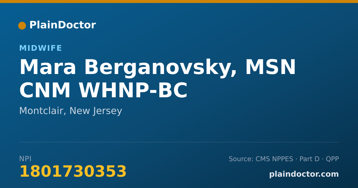 Shareable card for Mara Berganovsky, MSN CNM WHNP-BC - Registered Nurse, Montclair, NJ