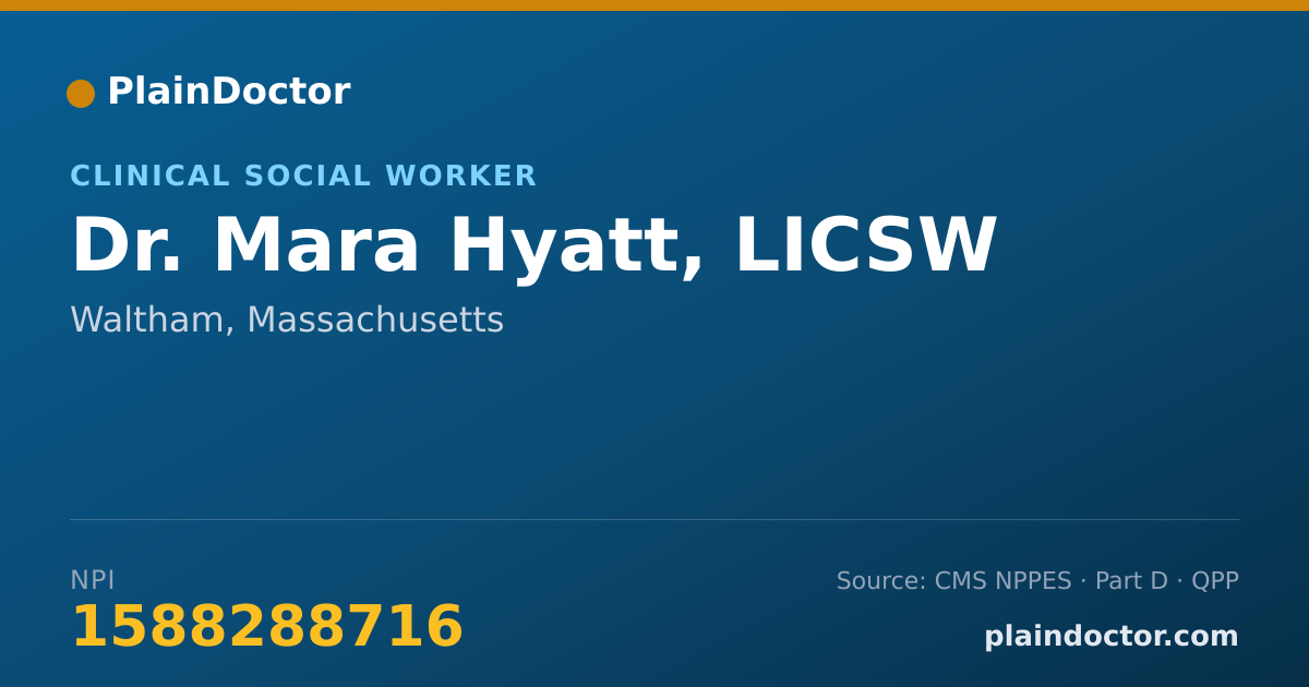 Shareable card for Mara Hyatt, LICSW - Clinical Social Worker, Waltham, MA