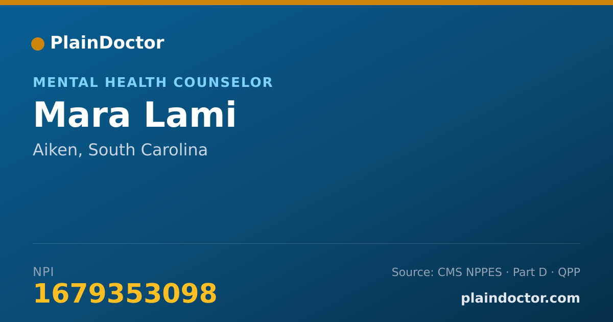 Shareable card for Mara Lami - Mental Health Counselor, Aiken, SC