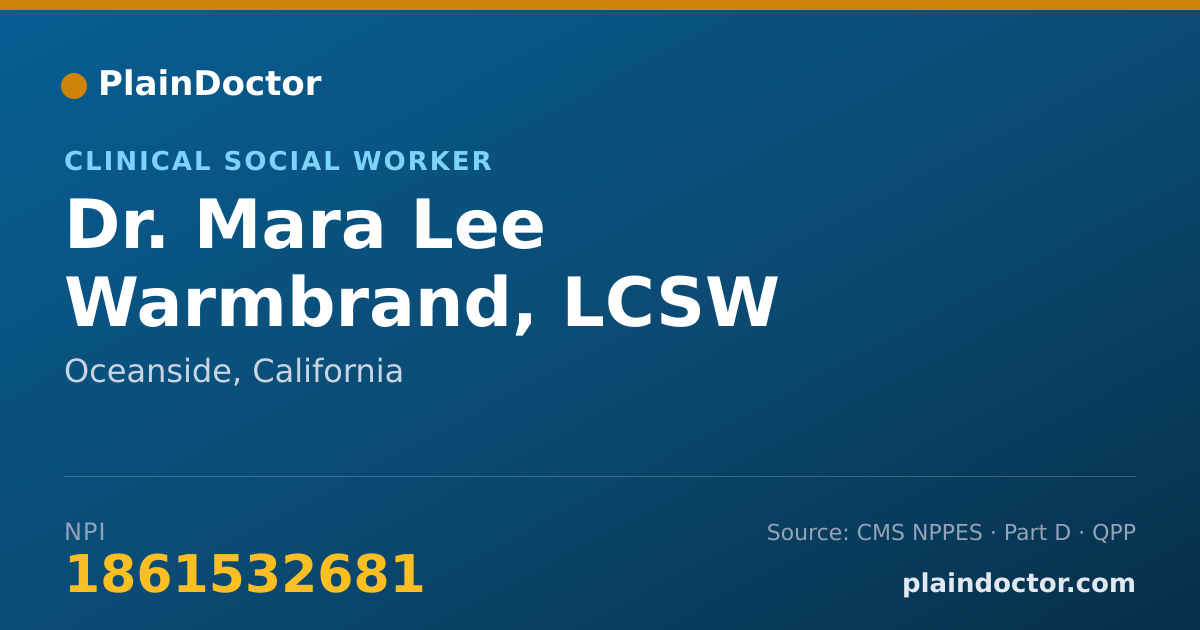 Shareable card for Mara Lee Warmbrand, LCSW - Clinical Social Worker, Oceanside, CA