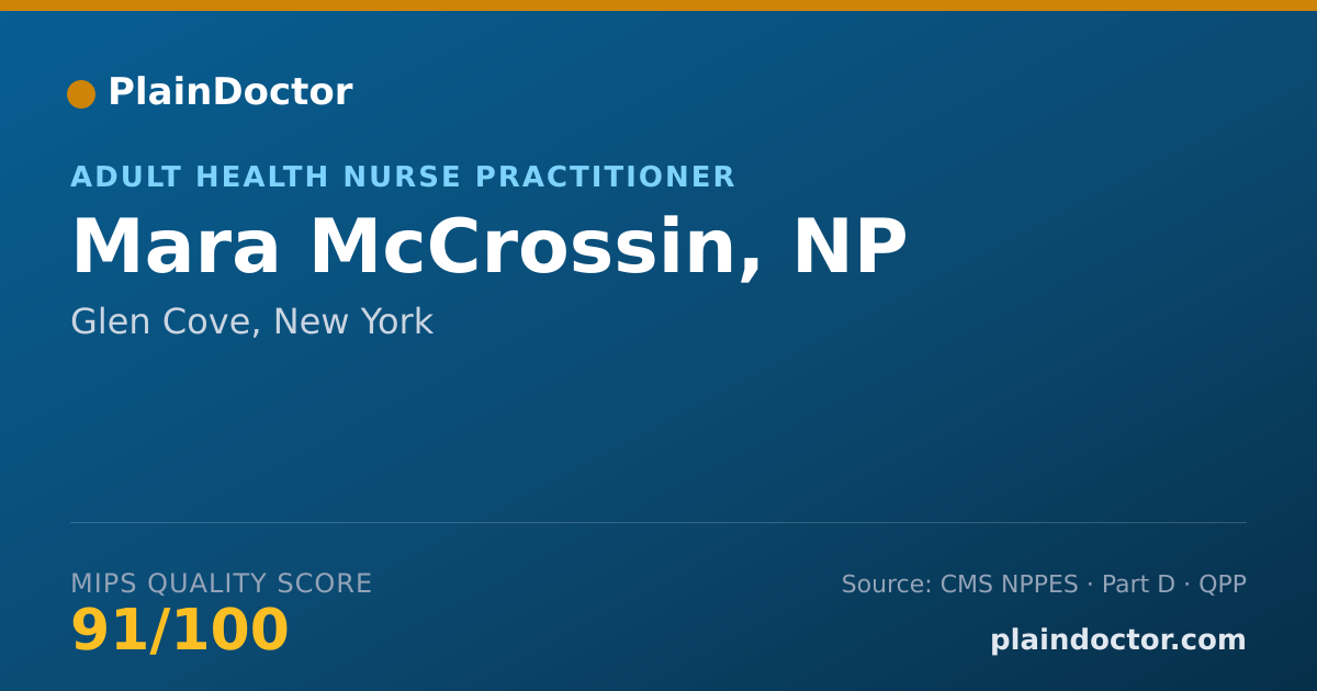 Shareable card for Mara McCrossin, NP - Adult Health Nurse Practitioner, Glen Cove, NY
