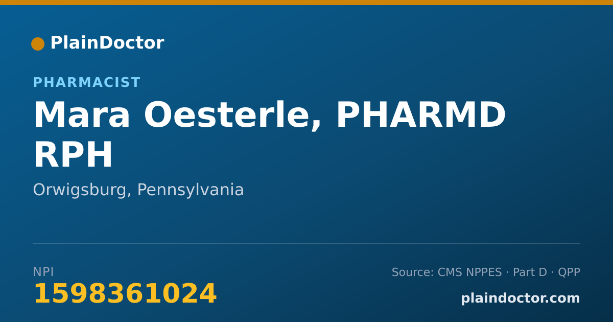 Shareable card for Mara Oesterle, PHARMD RPH - Pharmacist, Orwigsburg, PA
