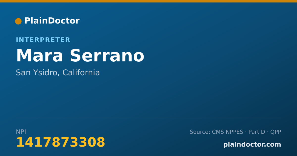 Shareable card for Mara Serrano - Interpreter, San Ysidro, CA