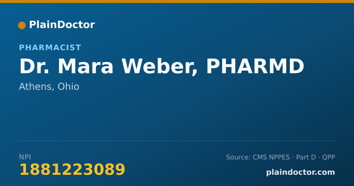 Shareable card for Mara Weber, PHARMD - Pharmacist, Athens, OH