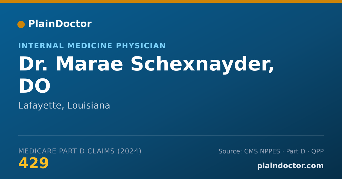 Shareable card for Marae Schexnayder, DO - Internal Medicine Physician, Lafayette, LA
