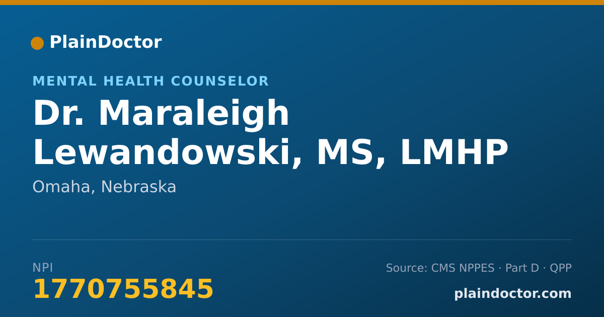 Shareable card for Maraleigh Lewandowski, MS, LMHP - Mental Health Counselor, Omaha, NE