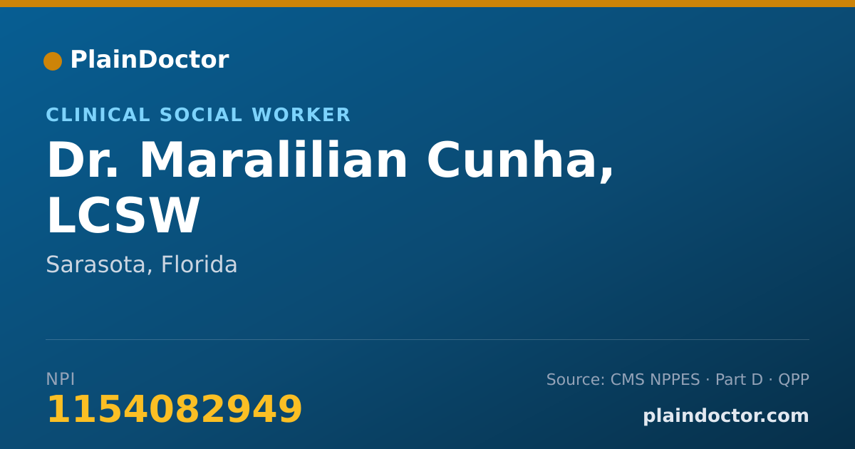 Shareable card for Maralilian Cunha, LCSW - Clinical Social Worker, Sarasota, FL