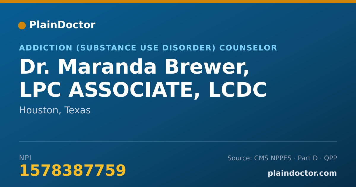 Shareable card for Maranda Brewer, LPC ASSOCIATE, LCDC - Addiction (Substance Use Disorder) Counselor, Houston, TX