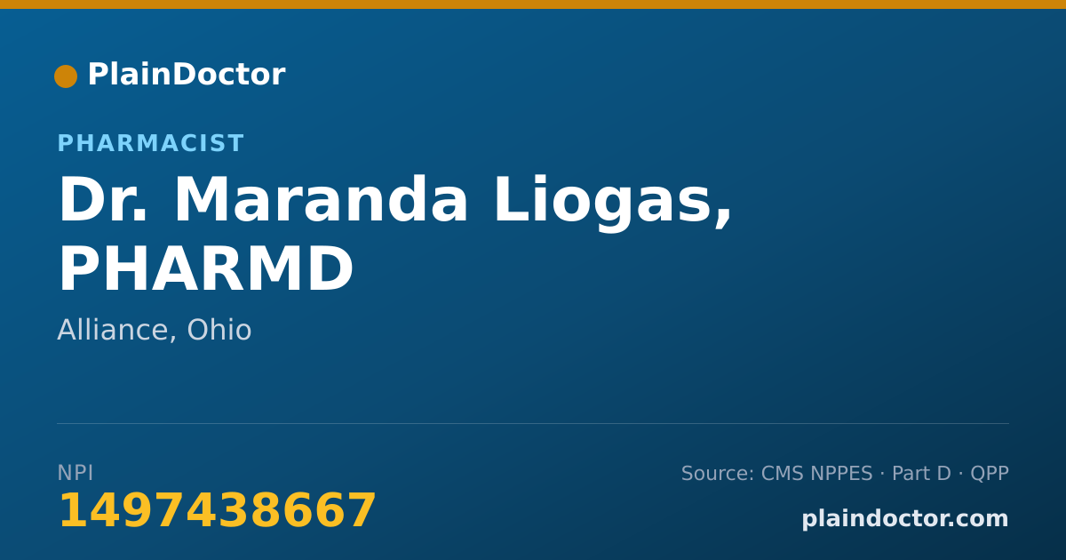 Shareable card for Maranda Liogas, PHARMD - Pharmacist, Alliance, OH