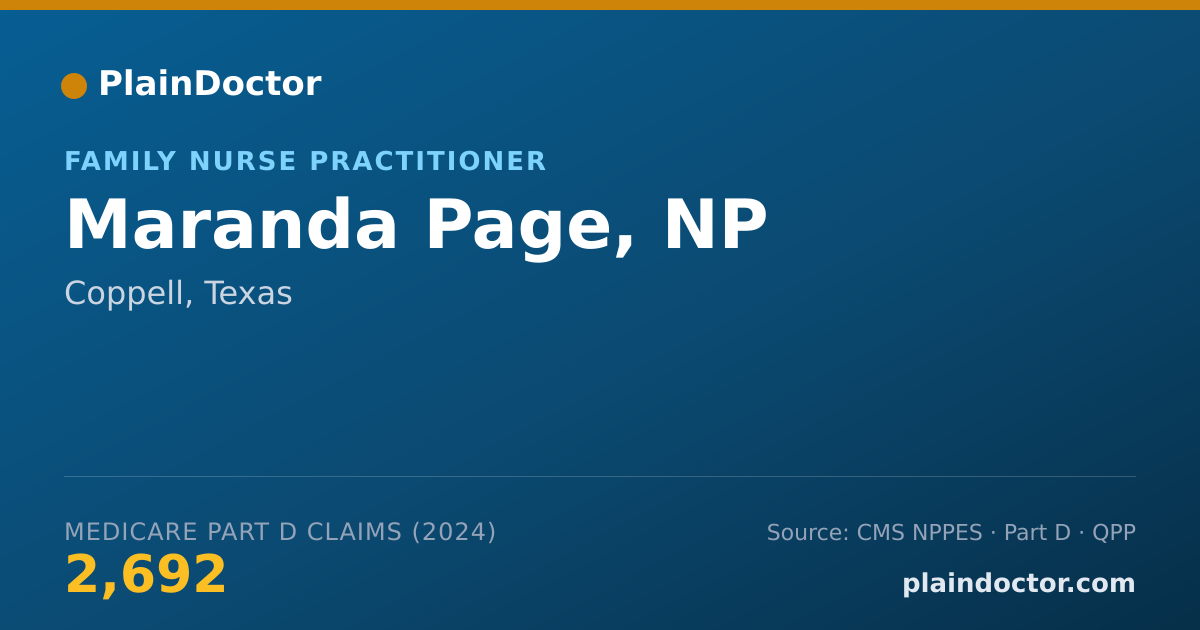 Shareable card for Maranda Page, NP - Family Nurse Practitioner, Coppell, TX