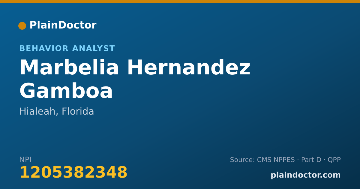 Shareable card for Marbelia Hernandez Gamboa - Behavior Analyst, Hialeah, FL