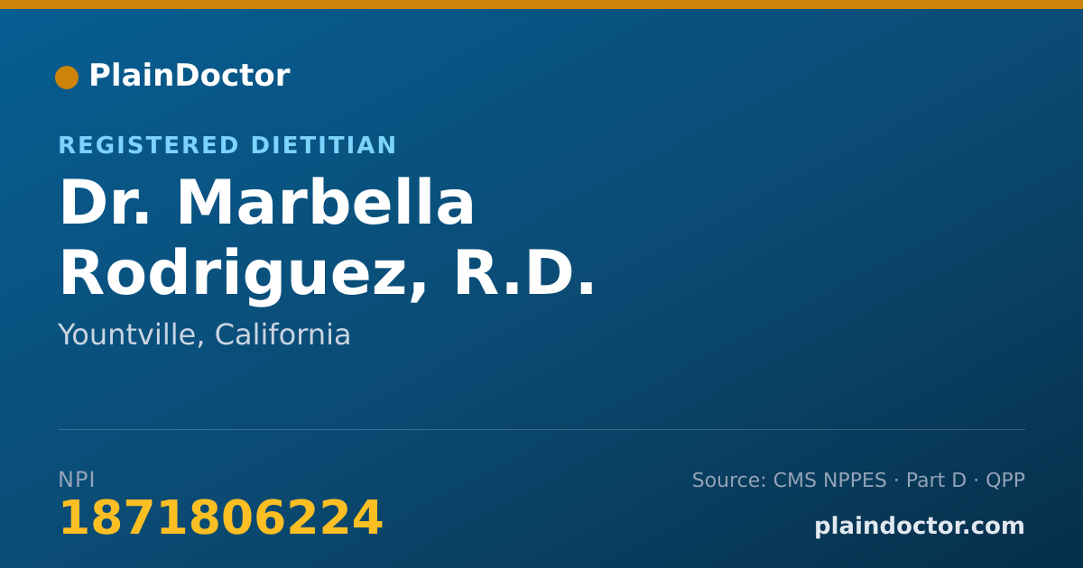Shareable card for Marbella Rodriguez, R.D. - Registered Dietitian, Yountville, CA